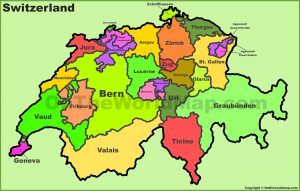 Map of cantons in Switzerland