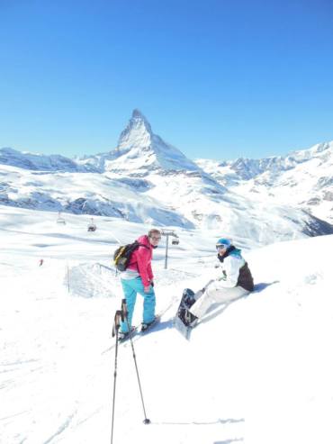 two girls skiing on gornergrat