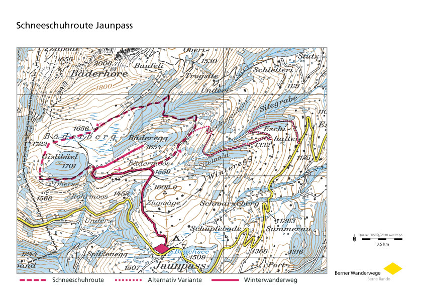 Jaun Pass winter hike map