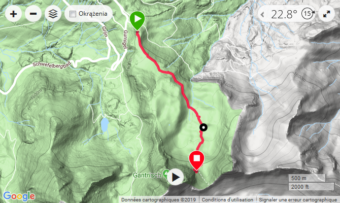 hiking map of via ferrata Gantrisch